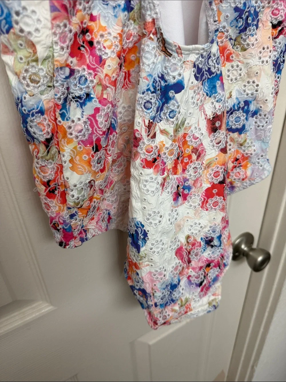 Johnny was White Floral Eyelet One-Piece Swimsuit